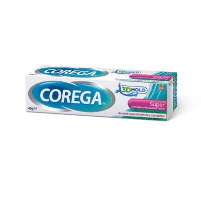 Η στερεωτική κρέμα Corega Super προσφέρει 3D συγκράτηση, περιορίζοντας τη μετακίνηση της τεχνητής οδοντοστοιχίας σας προς όλες τις κατευθύνσεις: εμπρός και πίσω, πάνω και κάτω, και πλευρικά, ώστε να μην ανησυχείτε κατά τη διάρκεια της ημέρας.
