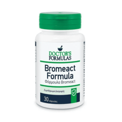 Η φόρμουλα BROMEACT είναι ένα συμπλήρωμα διατροφής που περιέχει το ένζυμο βρομελίνη 2500 GDU.