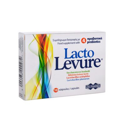 Uni-Pharma Lacto Levure Προβιοτικά 10 κάψουλες ( Saccharomyces Boulardii – Bifidobacterium Lactis – Lactobacillus Acidophillus – Lactobacillus Plantarum )